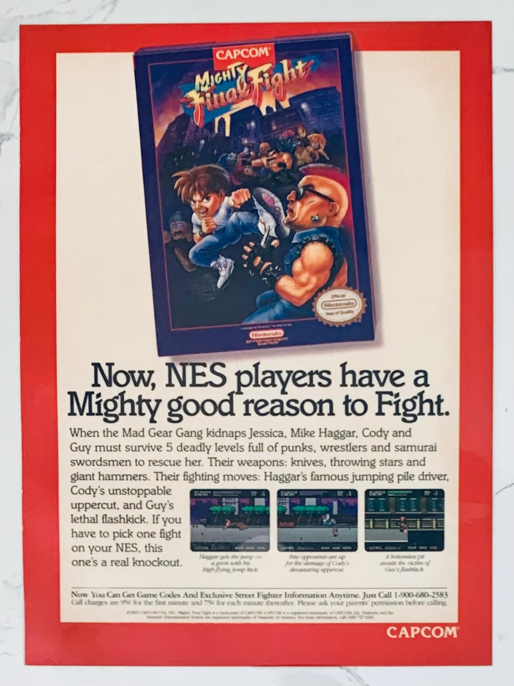 Mighty Final Fight - NES - Original Vintage Advertisement - Print Ads - Laminated A4 Poster