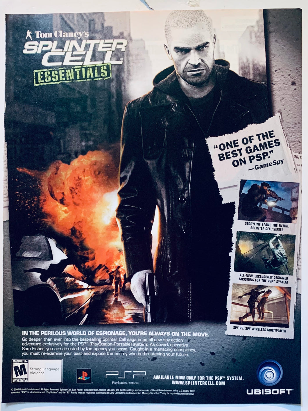 Tom Clancy’s Splinter Cell: Essentials - PSP - Original Vintage Advertisement - Print Ads - Laminated A4 Poster