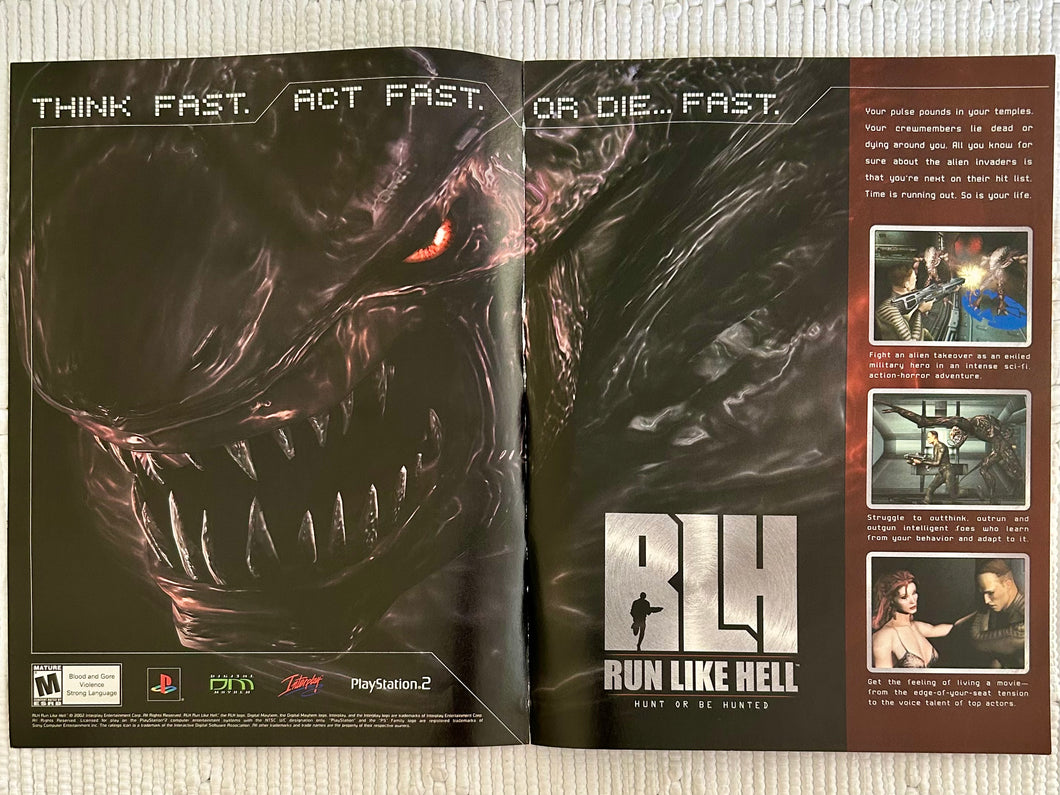 Run Like Hell - PS2 - Original Vintage Advertisement - Print Ads - Laminated A3 Poster