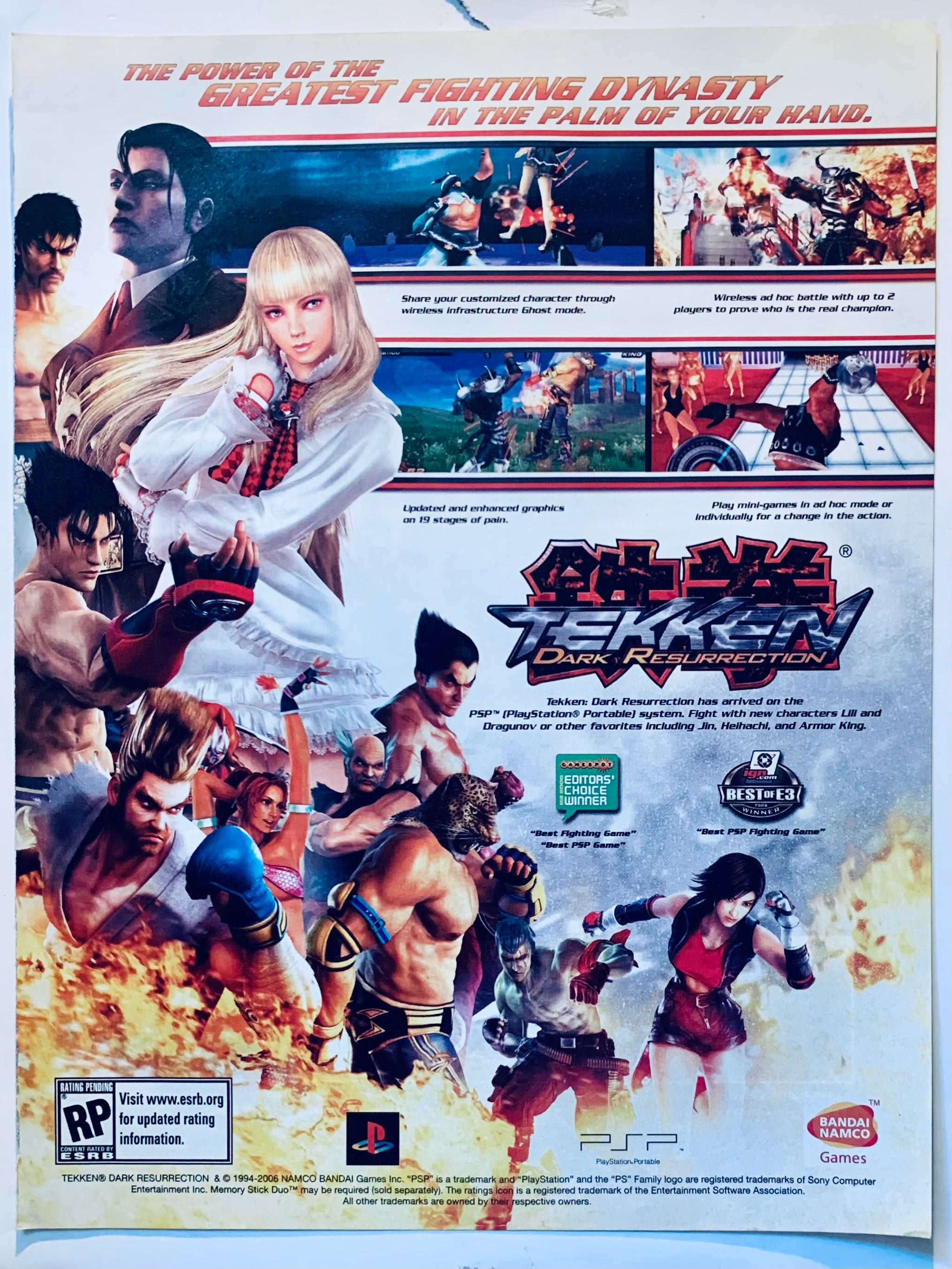 鉄拳dark resurrection 店頭　販促　ポップ　非売品ダミースタンド Tekken Dark Resurrection - PSP - Original Vintage Advertisement