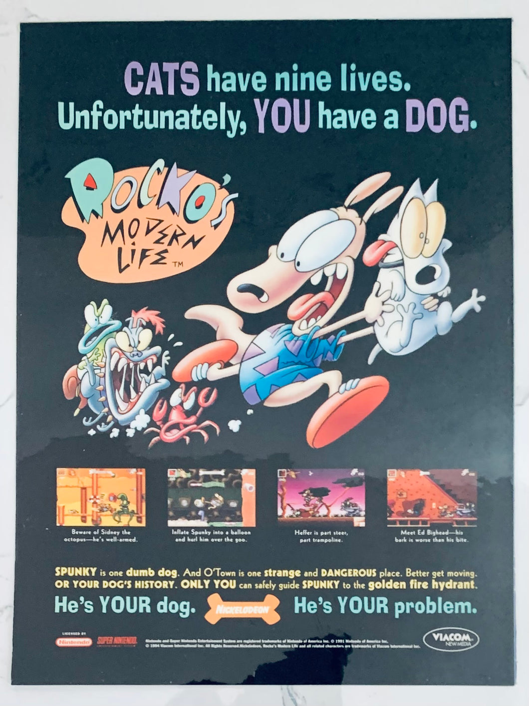 Rocko’s Modern Life - SNES - Original Vintage Advertisement - Print Ads - Laminated A4 Poster