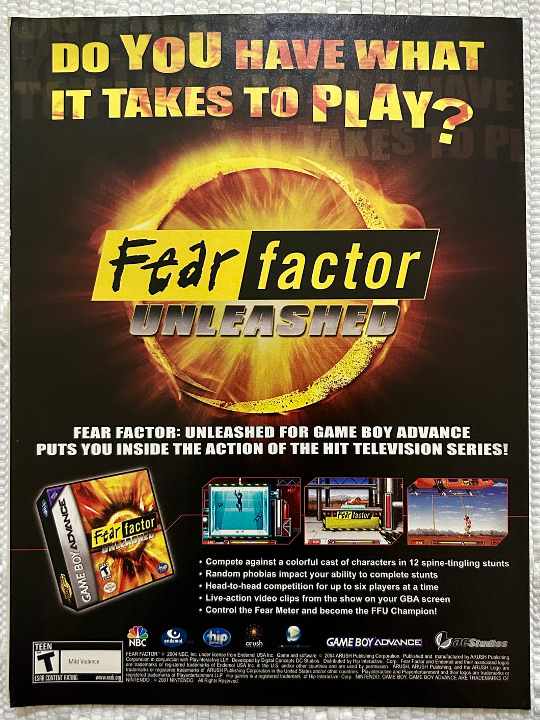 Fear Factor: Unleashed - GBA - Original Vintage Advertisement - Print Ads - Laminated A4 Poster