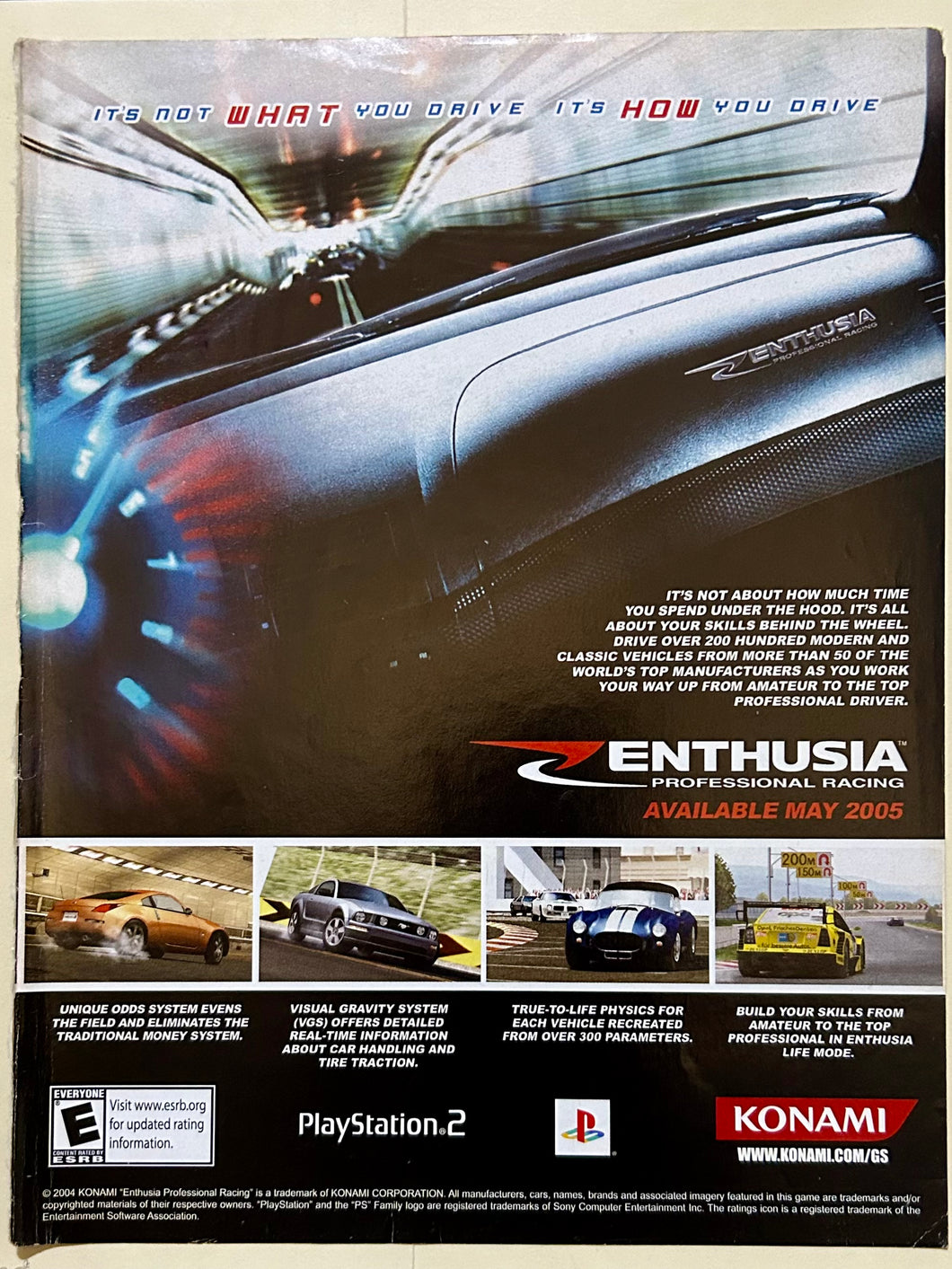 Enthusia Professional Racing - PS2 - Original Vintage Advertisement - Print Ads - Laminated A4 Poster