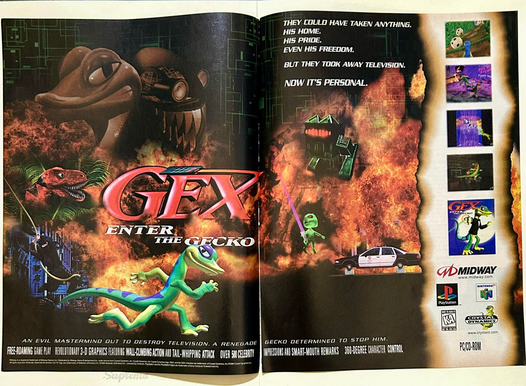 Gex: Enter the Gecko - PlayStation N64 PC - Original Vintage Advertisement - Print Ads - Laminated A3 Poster