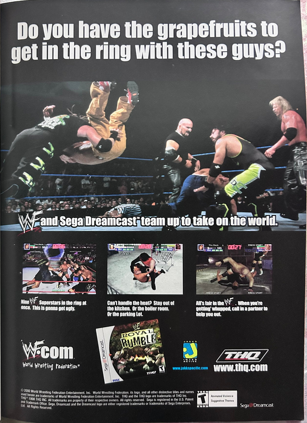 WWF Royal Rumble - Dreamcast - Original Vintage Advertisement - Print Ads - Laminated A4 Poster