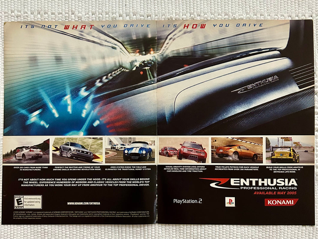 Enthusia Professional Racing - PS2 - Original Vintage Advertisement - Print Ads - Laminated A3 Poster