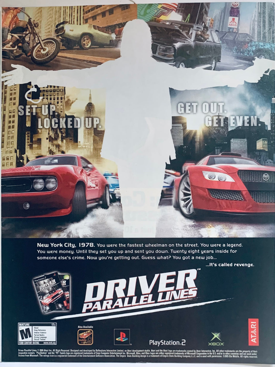 Driver Parallel Lines - PS2 Xbox - Original Vintage Advertisement - Print Ads - Laminated A4 Poster