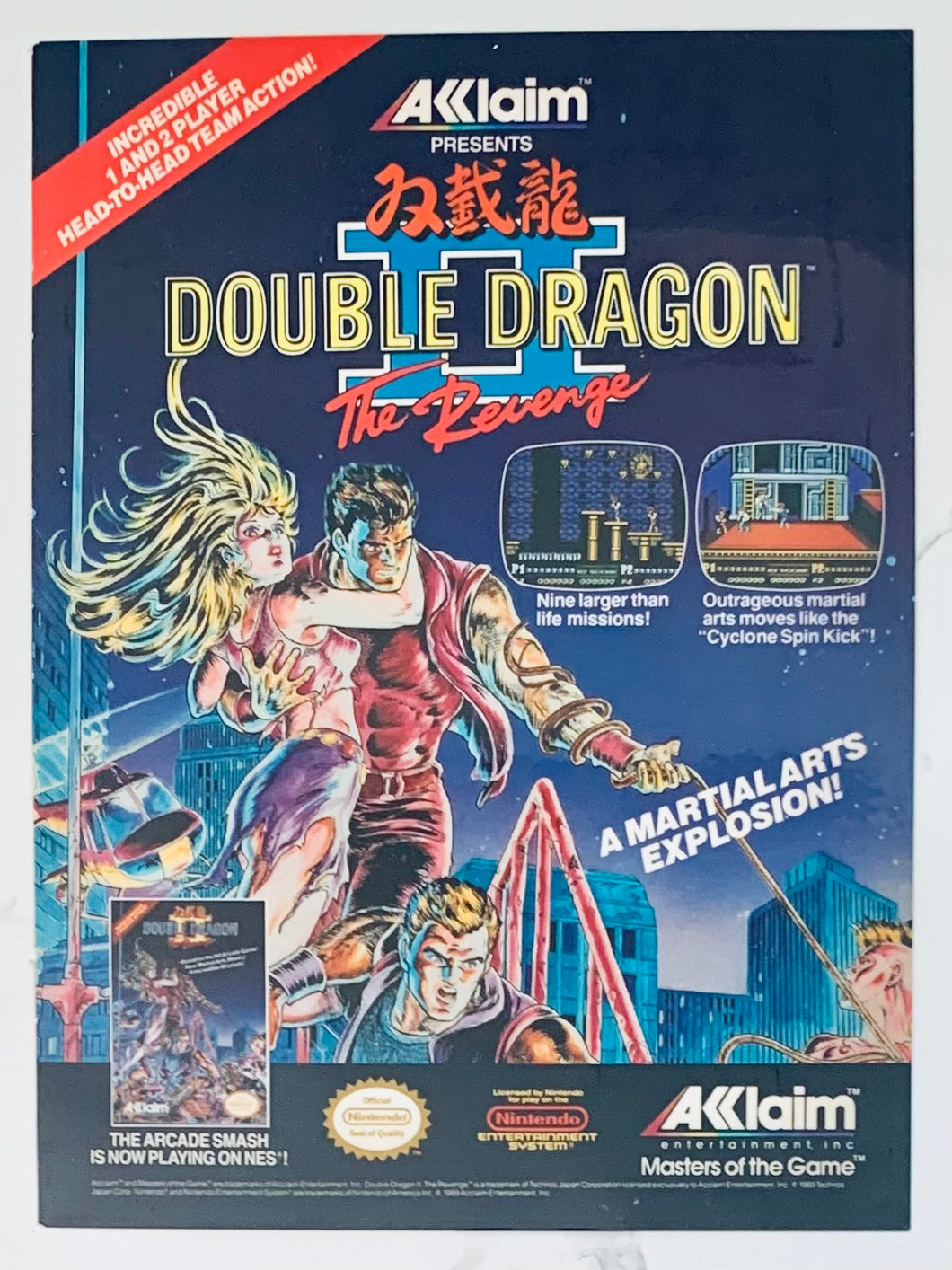 Double Dragon II: The Revenge - NES - Original Vintage Advertisement - Print Ads - Laminated A4 Poster