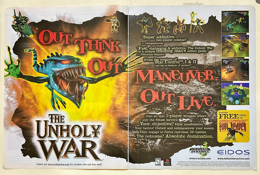 The Unholy War - PlayStation - Original Vintage Advertisement - Print Ads - Laminated A3 Poster