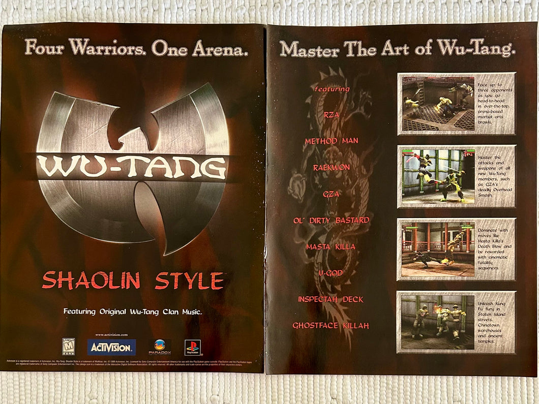 Wu-Tang Shaolin Style - PlayStation - Original Vintage Advertisement - Print Ads - Laminated A3 Poster