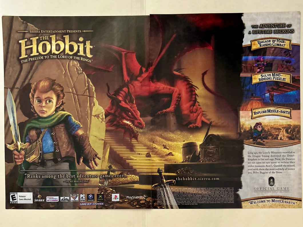 The Hobbit - PS2 Xbox NGC GBA PC - Original Vintage Advertisement - Print Ads - Laminated A3 Poster