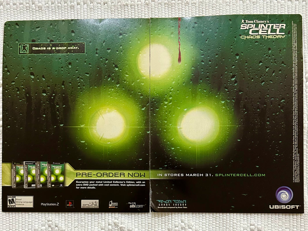 Tom Clancy's Splinter Cell: Chaos Theory - PS2 - Original Vintage Advertisement - Print Ads - Laminated A3 Poster