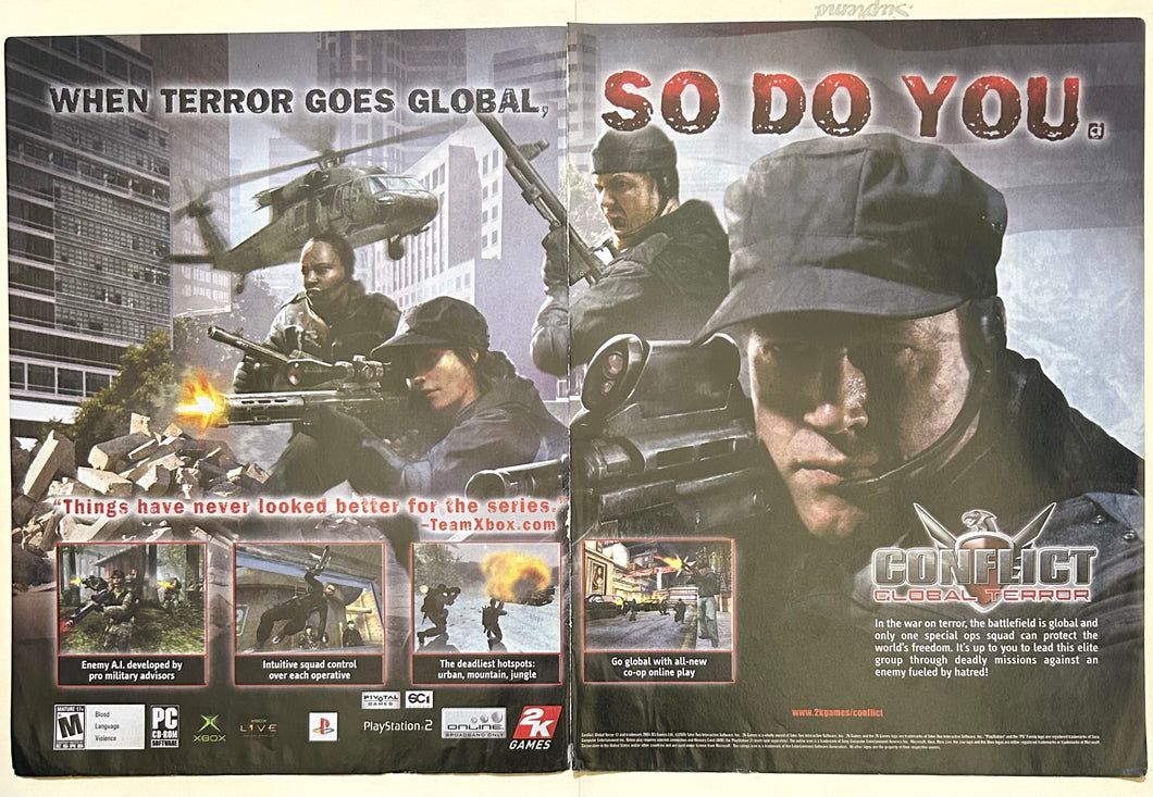 Conflict: Global Terror - PS2 Xbox PC - Original Vintage Advertisement - Print Ads - Laminated A3 Poster