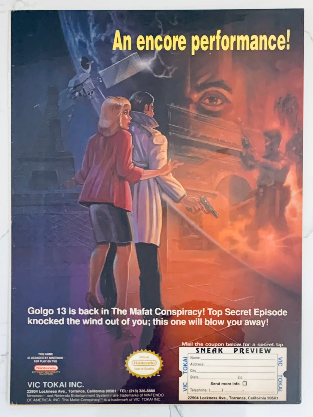 The Mafat Conspiracy: Top Secret Episode - NES - Original Vintage Advertisement - Print Ads - Laminated A4 Poster