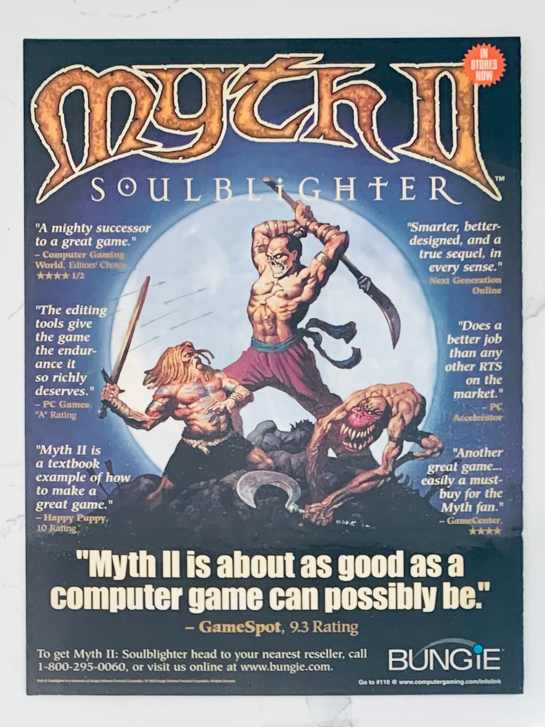 Myth II: Soulblighter - PC - Original Vintage Advertisement - Print Ads - Laminated A4 Poster