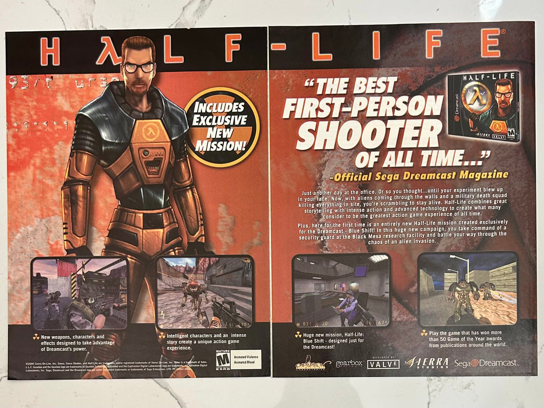 Half-Life - Dreamcast - Original Vintage Advertisement - Print Ads - Laminated A3 Poster
