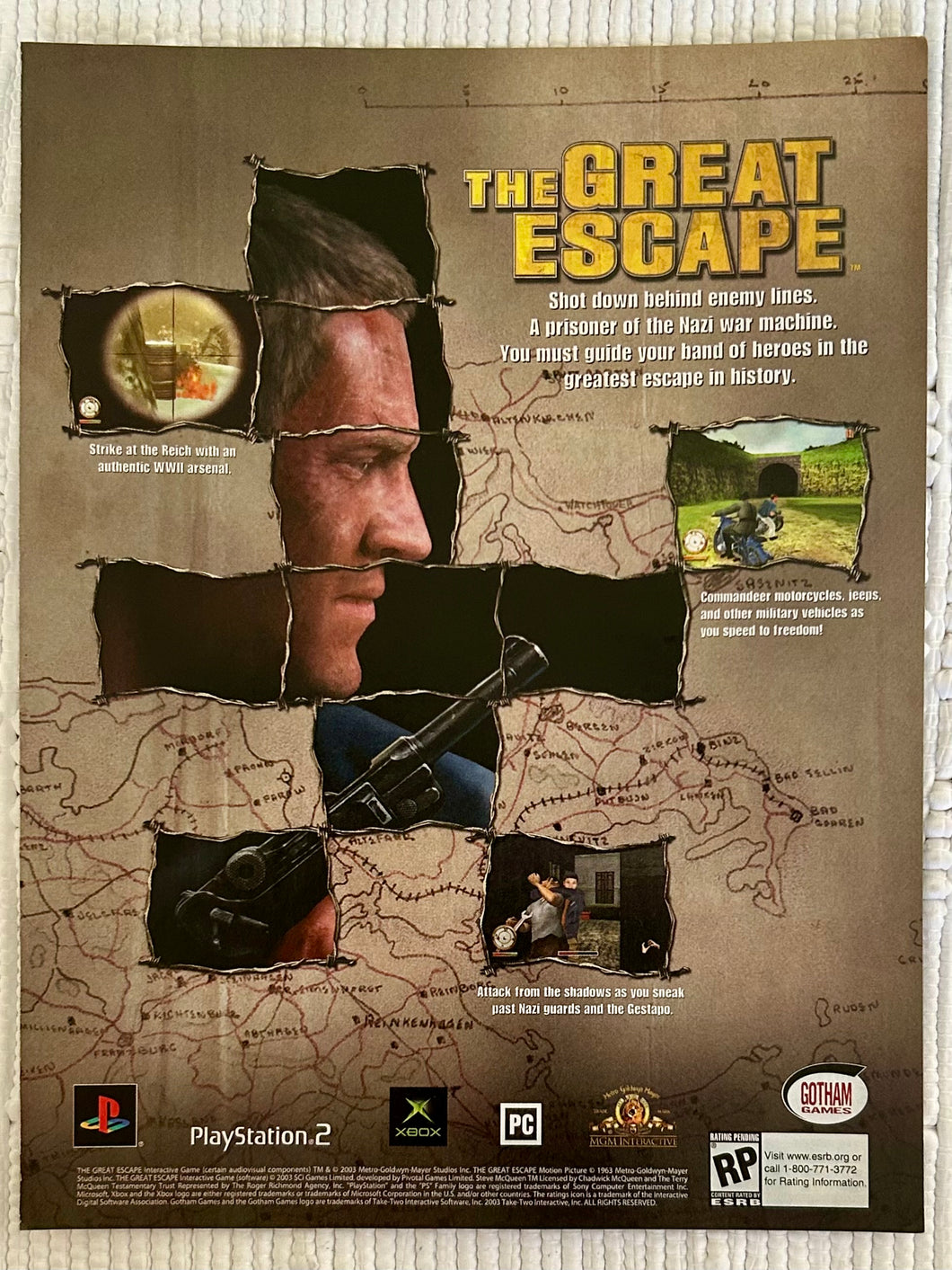 The Great Escape - PS2 Xbox PC - Original Vintage Advertisement - Print Ads - Laminated A4 Poster