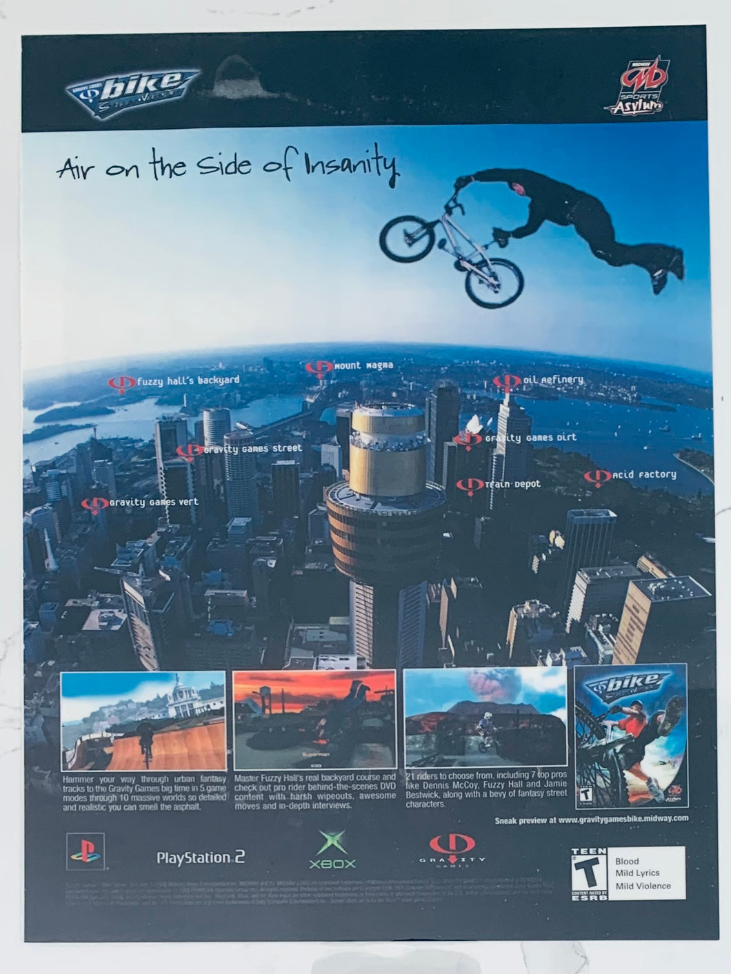 Gravity Games Bike: Street Vert Dirt - PS2 Xbox - Original Vintage Advertisement - Print Ads - Laminated A4 Poster