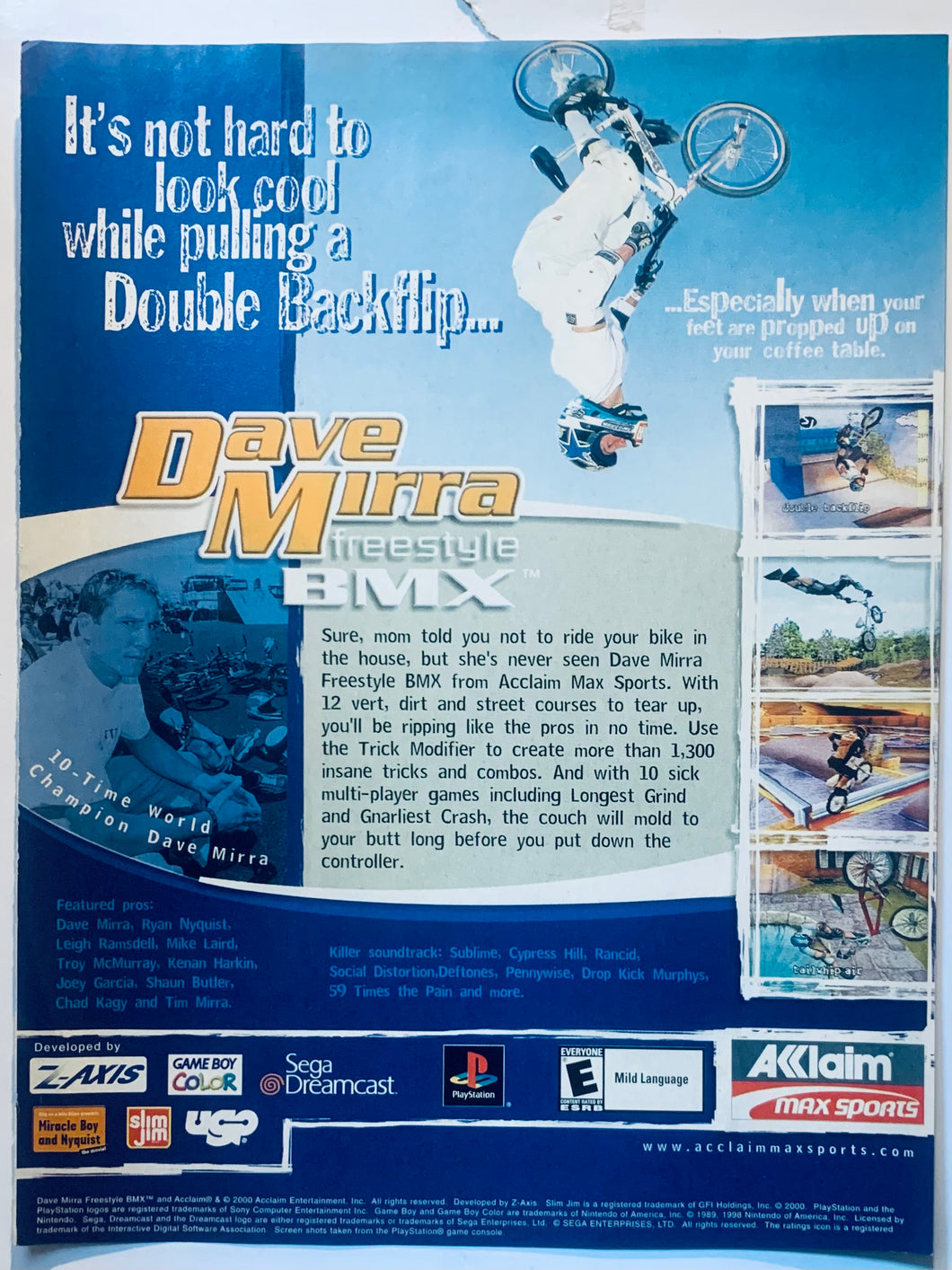Dave Mirra Freestyle BMX - PS1 Dreamcast GBC - Original Vintage Advertisement - Print Ads - Laminated A4 Poster