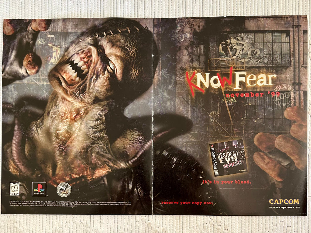 Resident Evil 3: Nemesis - PlayStation - Original Vintage Advertisement - Print Ads - Laminated A3 Poster