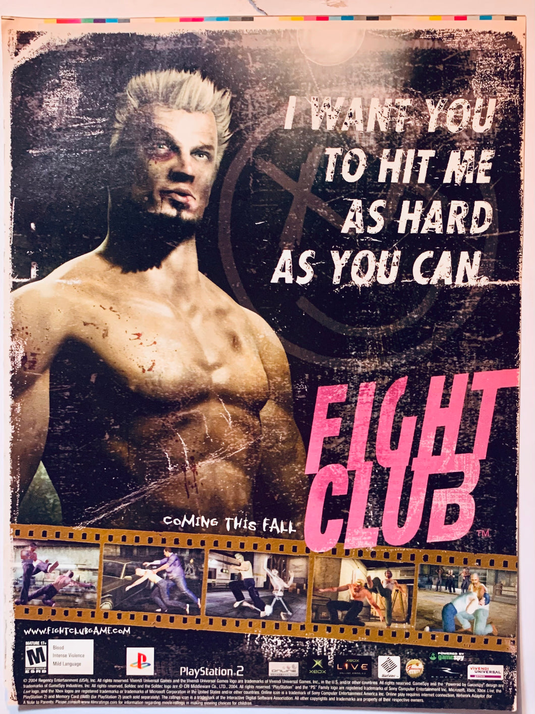 Fight Club - PS2 Xbox - Original Vintage Advertisement - Print Ads - Laminated A4 Poster