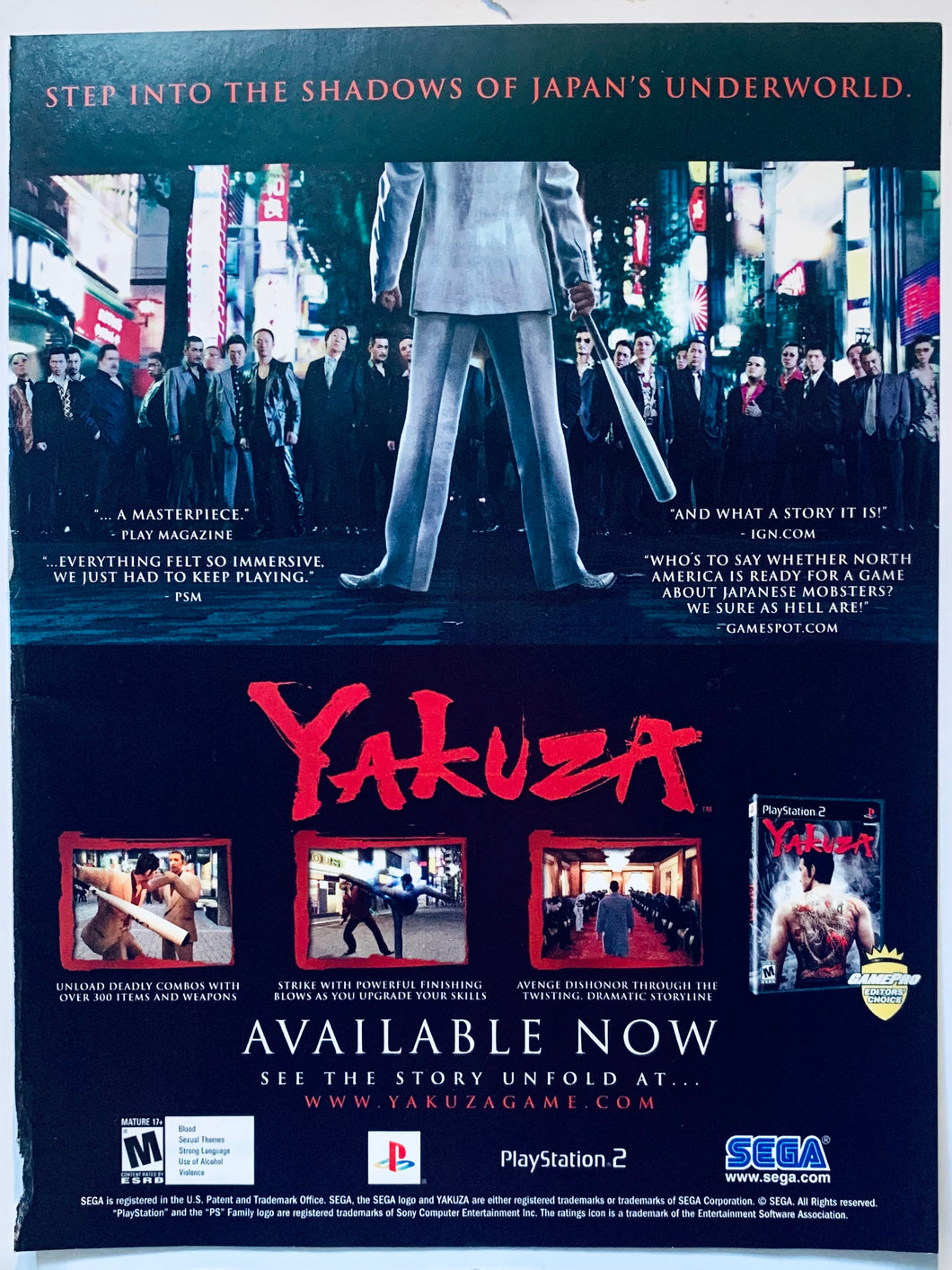 Yakuza - PS2 - Original Vintage Advertisement - Print Ads - Laminated A4 Poster