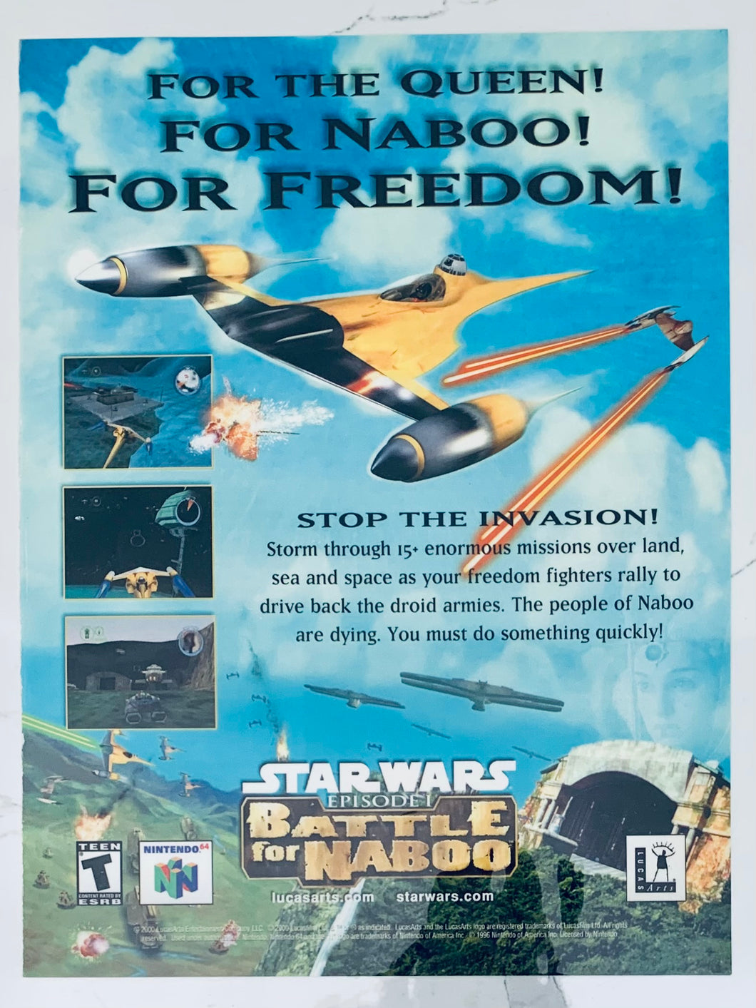 Star Wars Episode I: Battle for Naboo - N64 - Original Vintage Advertisement - Print Ads - Laminated A4 Poster