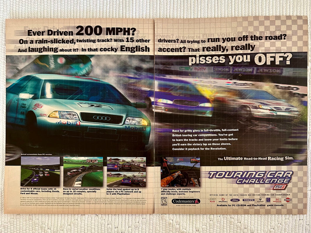 Touring Car Challenge - PlayStation PC - Original Vintage Advertisement - Print Ads - Laminated A3 Poster