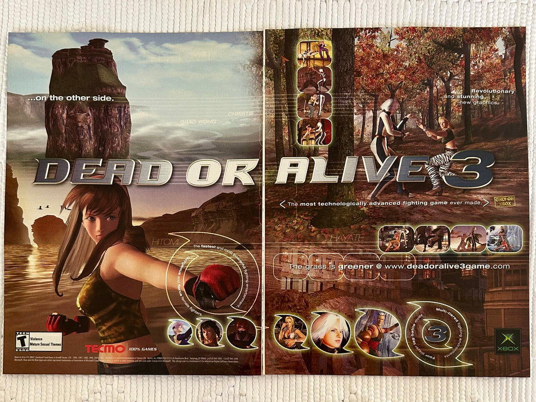 Dead or Alive 3 - Xbox - Original Vintage Advertisement - Print Ads - Laminated A3 Poster