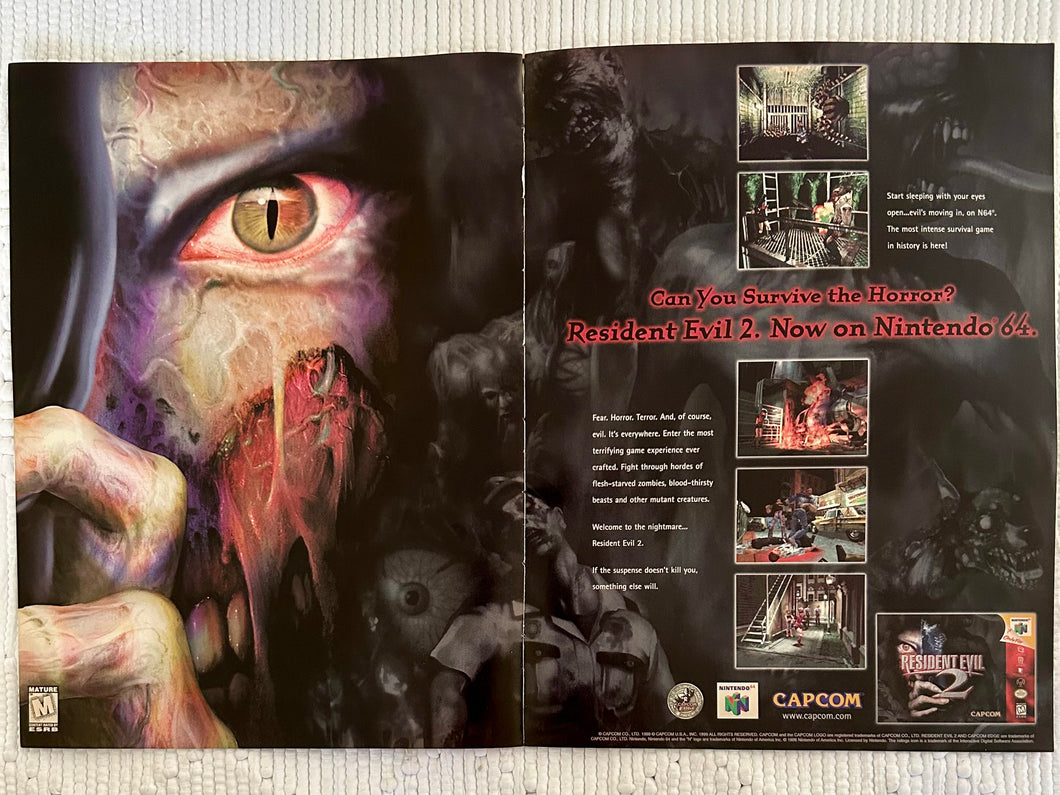 Resident Evil 2 - N64 - Original Vintage Advertisement - Print Ads - Laminated A3 Poster