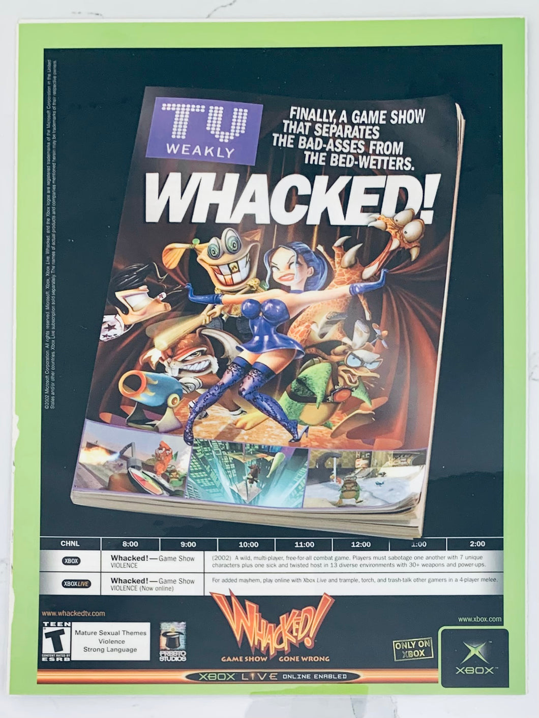 Whacked! - Xbox - Original Vintage Advertisement - Print Ads - Laminated A4 Poster