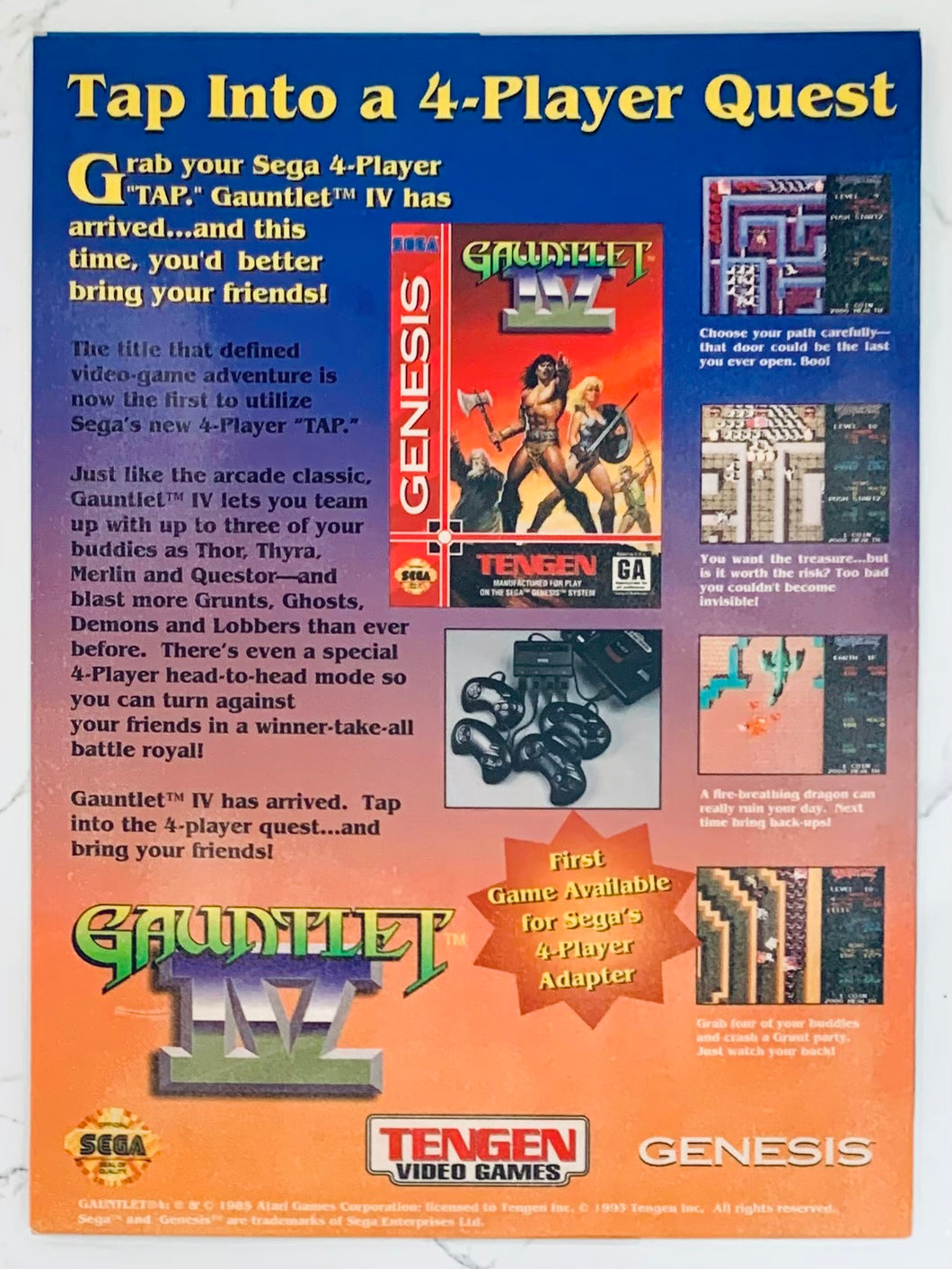 Gauntlet IV - Genesis - Original Vintage Advertisement - Print Ads - Laminated A4 Poster