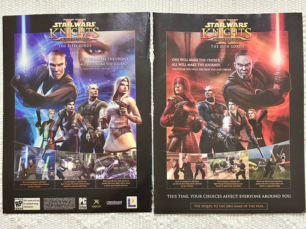 Star Wars: Knights of the Old Republic II: The Sith Lords - Xbox PC - Original Vintage Advertisement - Print Ads - Laminated A3 Poster