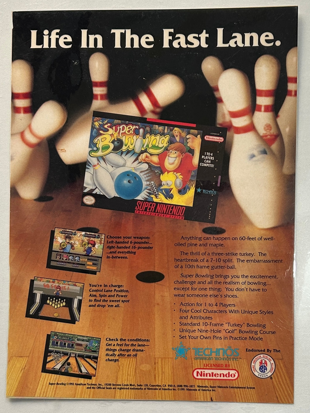 Super Bowling - SNES - Print Ads - Laminated A4 Poster