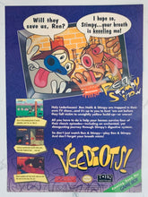 Load image into Gallery viewer, The Ren &amp; Stimpy Show: Veediots! / Buckaroo - NES/SNES - Original Vintage Advertisement - Print Ads - Laminated A4 Poster
