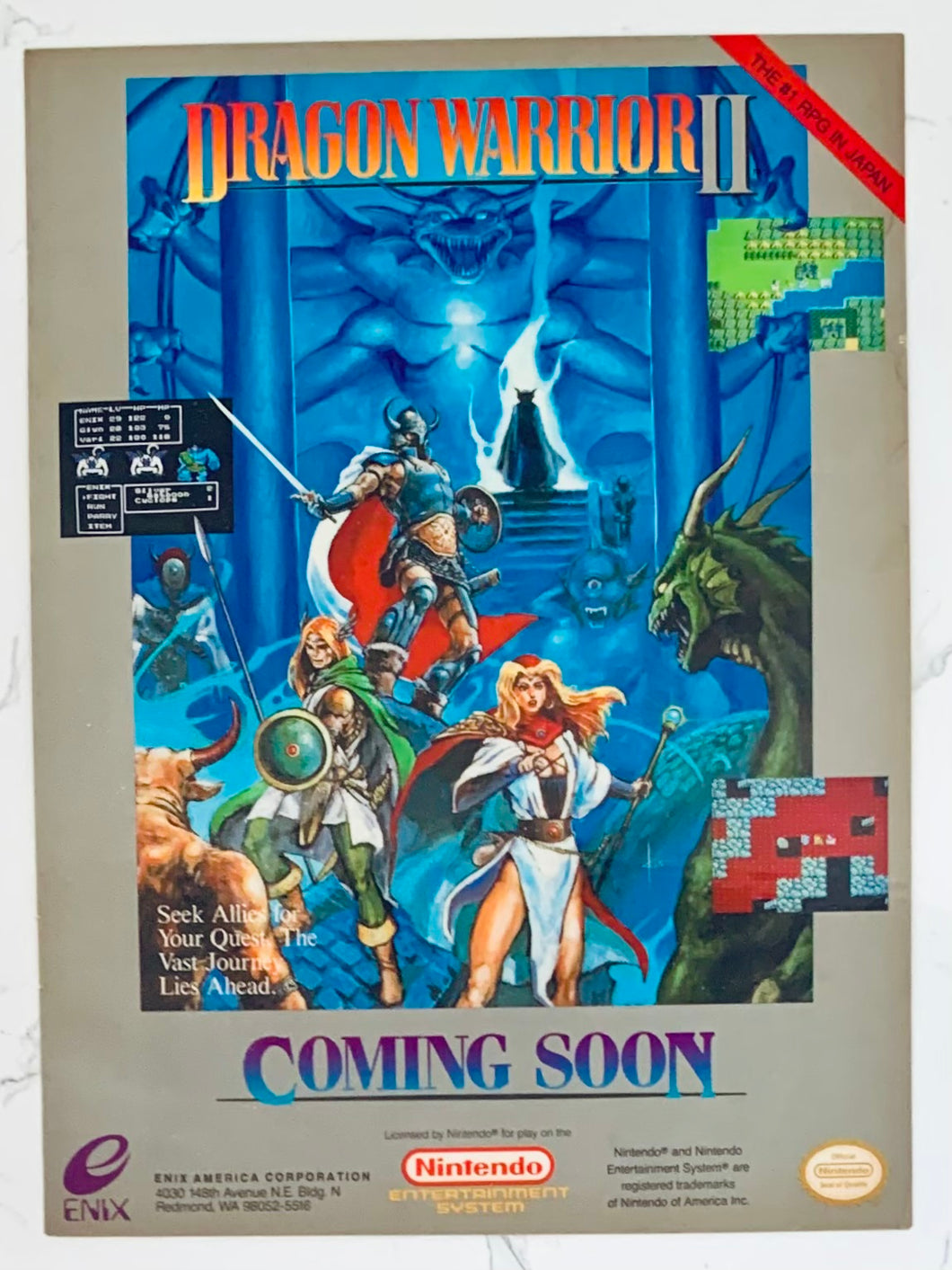 Dragon Warrior II - NES - Original Vintage Advertisement - Print Ads - Laminated A4 Poster