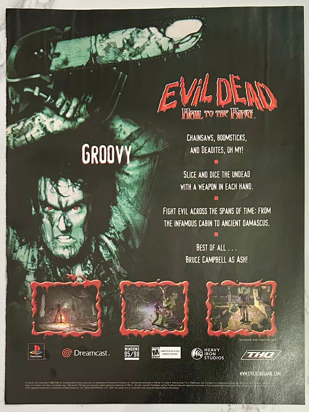 Evil Dead: Hail to the King - Dreamcast PlayStation - Original Vintage Advertisement - Print Ads - Laminated A4 Poster