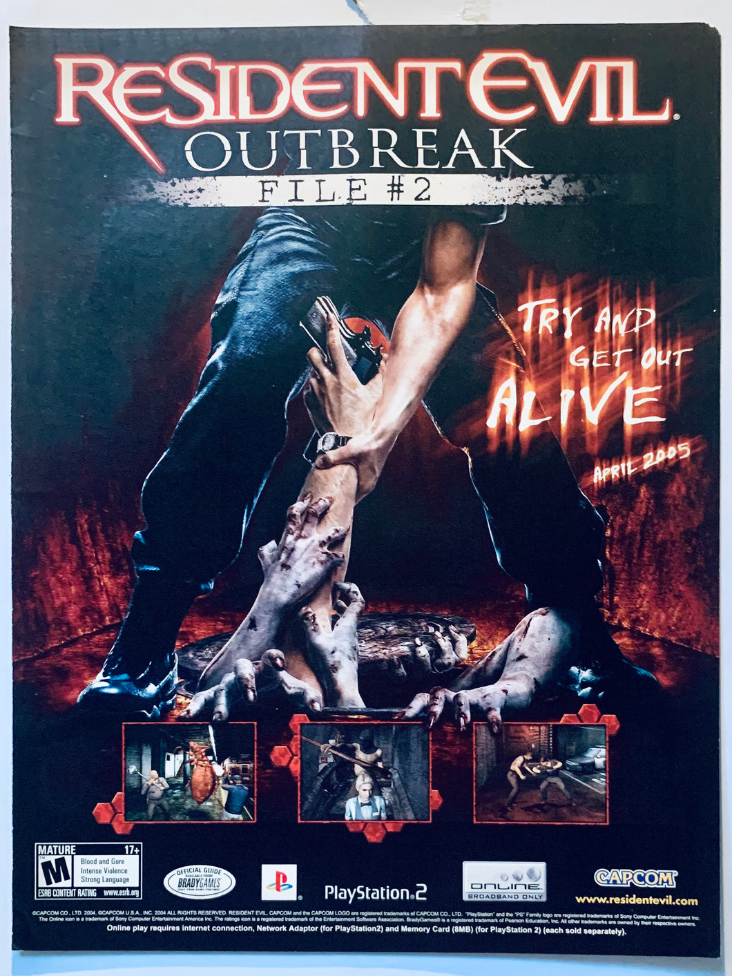 Resident Evil Outbreak File #2 - PS2 - Original Vintage Advertisement - Print Ads - Laminated A4 Poster