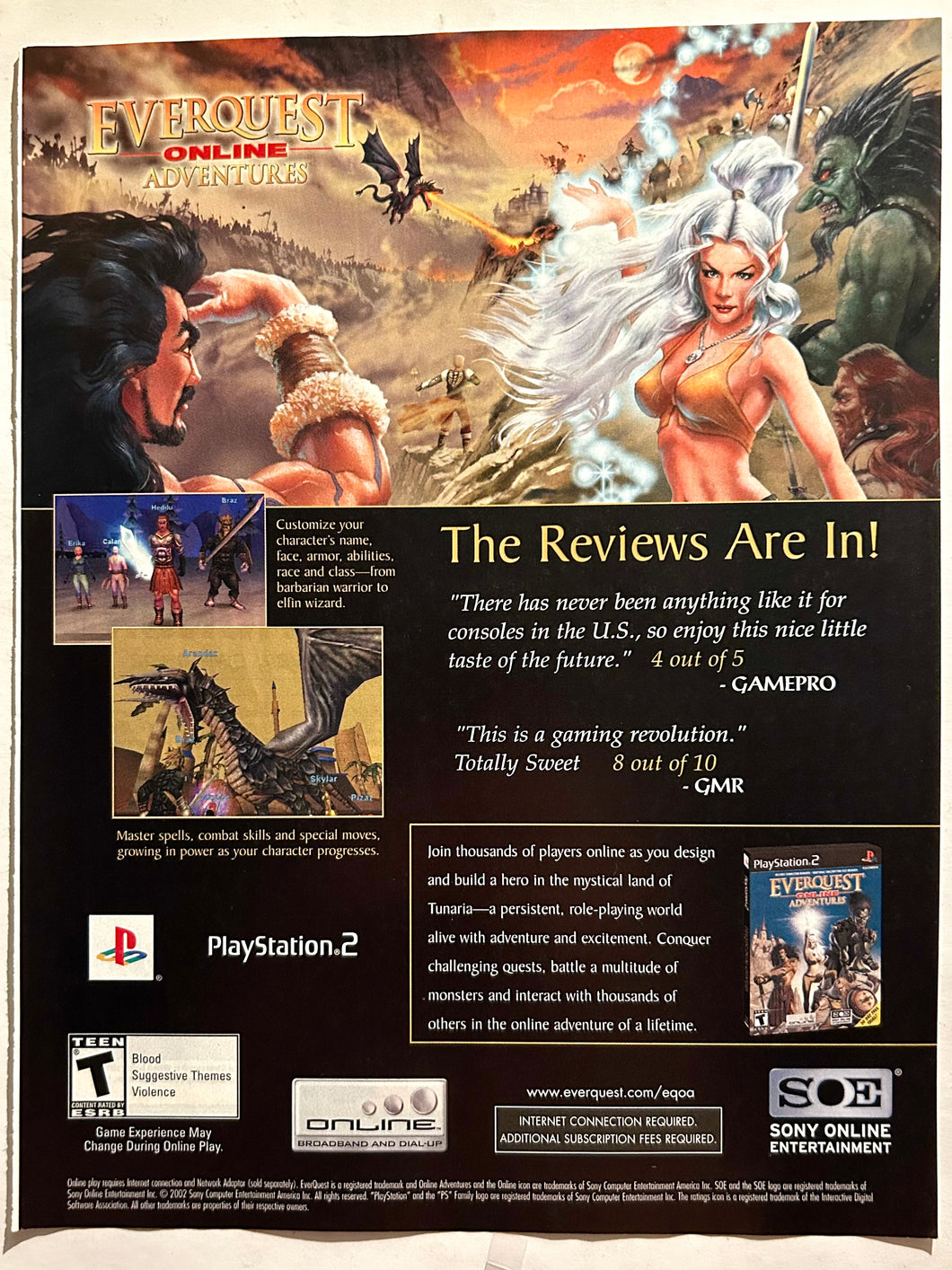 EverQuest Online Adventures - PS2 - Original Vintage Advertisement - Print Ads - Laminated A4 Poster