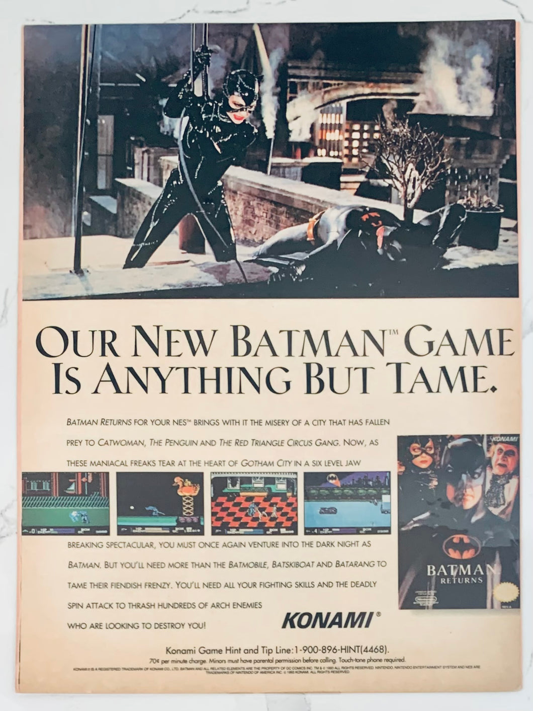 Batman Returns - NES - Original Vintage Advertisement - Print Ads - Laminated A4 Poster