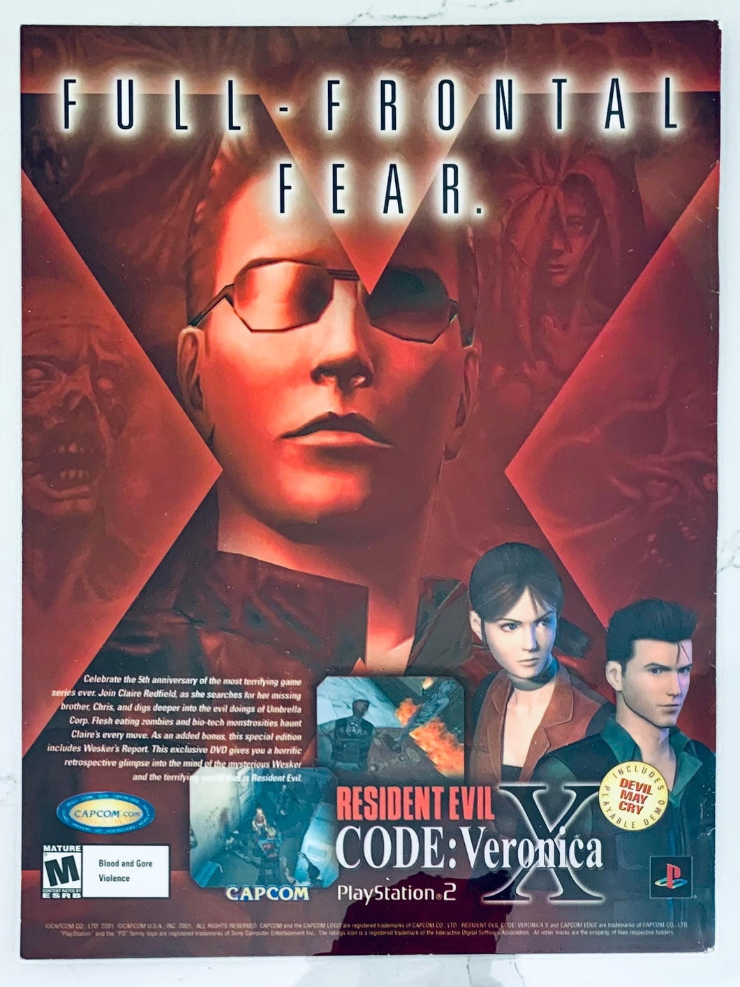 Resident Evil X Code: Veronica - PS2 - Original Vintage Advertisement - Print Ads - Laminated A4 Poster