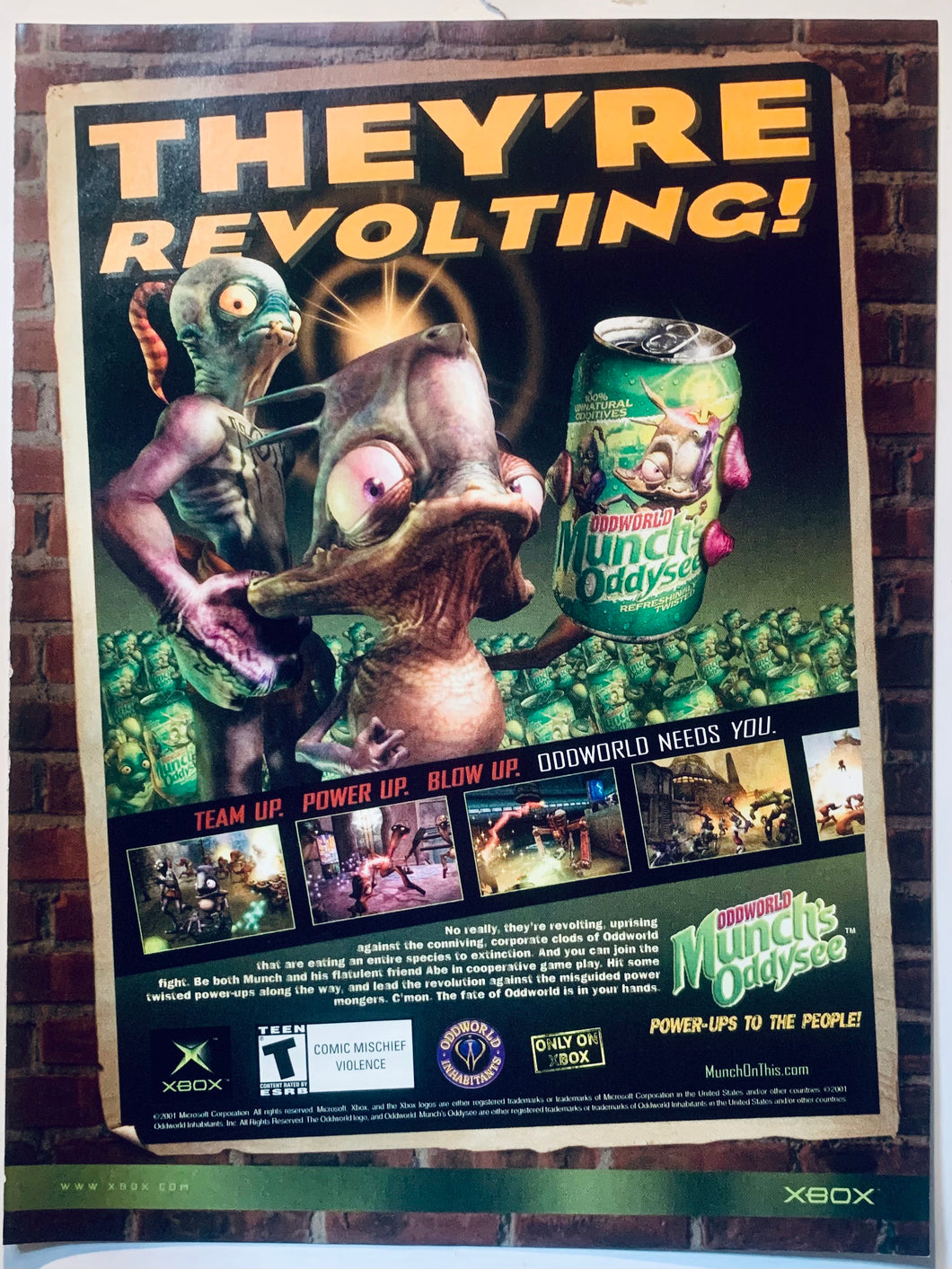 Oddworld Munch’s Oddysee - Xbox - Original Vintage Advertisement - Print Ads - Laminated A4 Poster