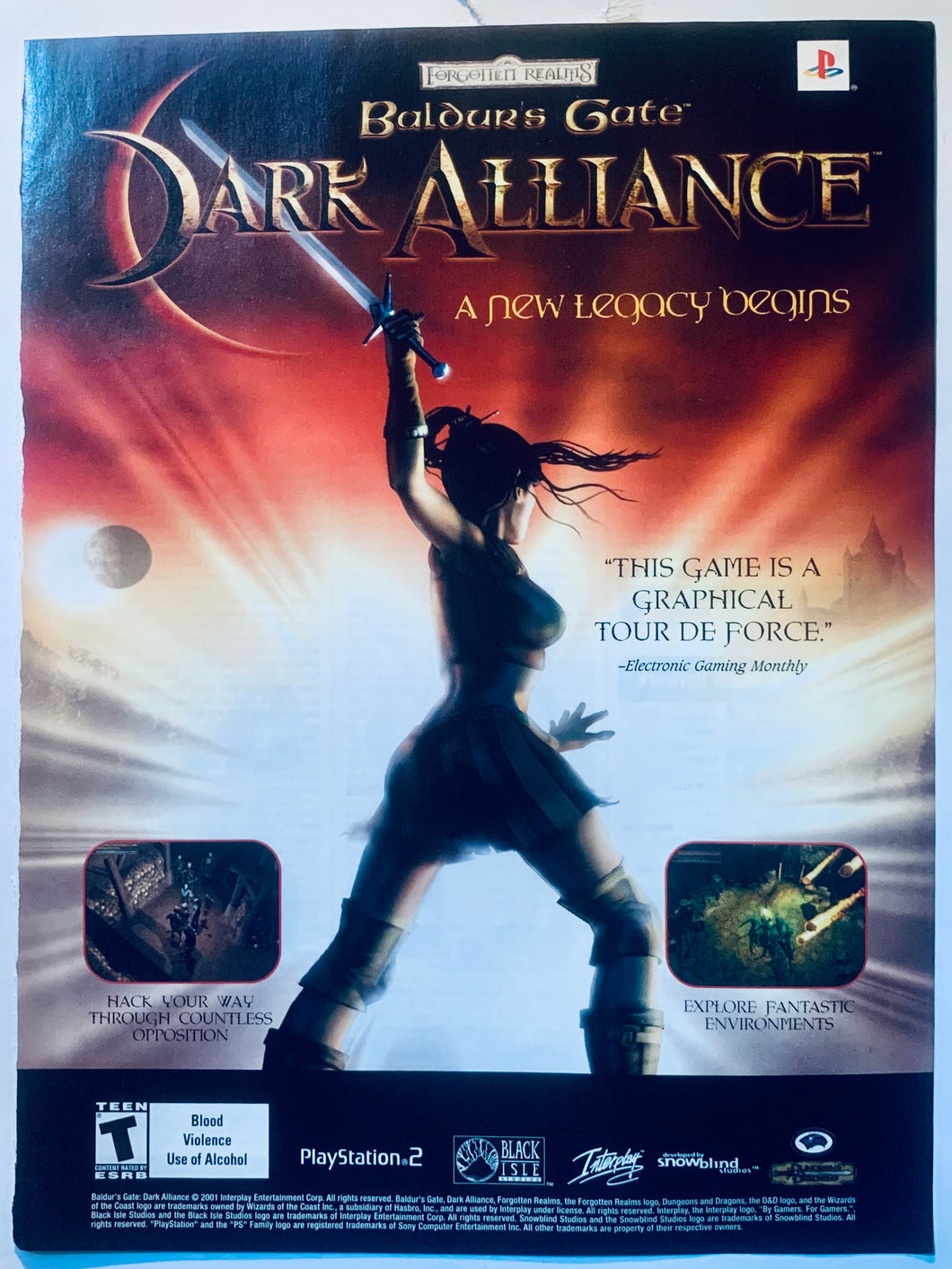 Baldur’s Gate: Dark Alliance - PS2 - Original Vintage Advertisement - Print Ads - Laminated A4 Poster