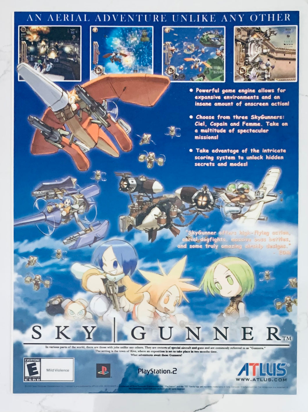 Sky Gunner - PS2 - Original Vintage Advertisement - Print Ads - Laminated A4 Poster