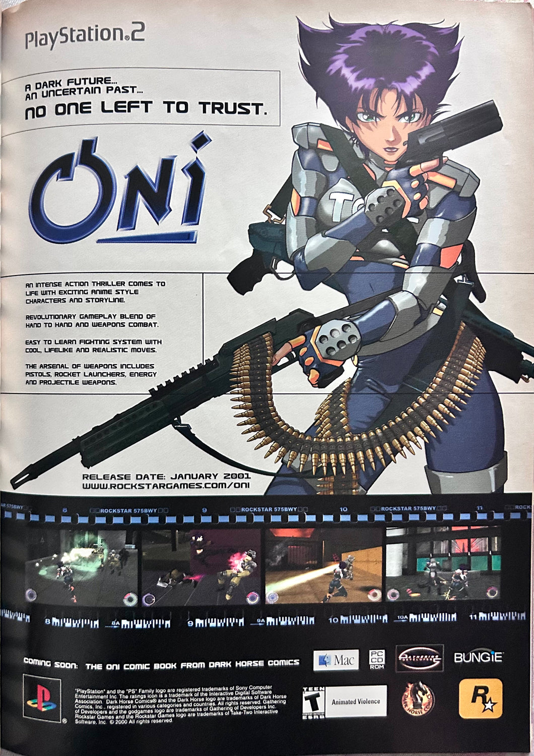 Oni - PlayStation 2 - Original Vintage Advertisement - Print Ads - Laminated A4 Poster