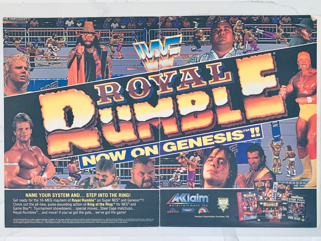 WWF Royal Rumble - NES SNES GB Genesis Game Gear - Original Vintage Advertisement - Print Ads - Laminated A3 Poster