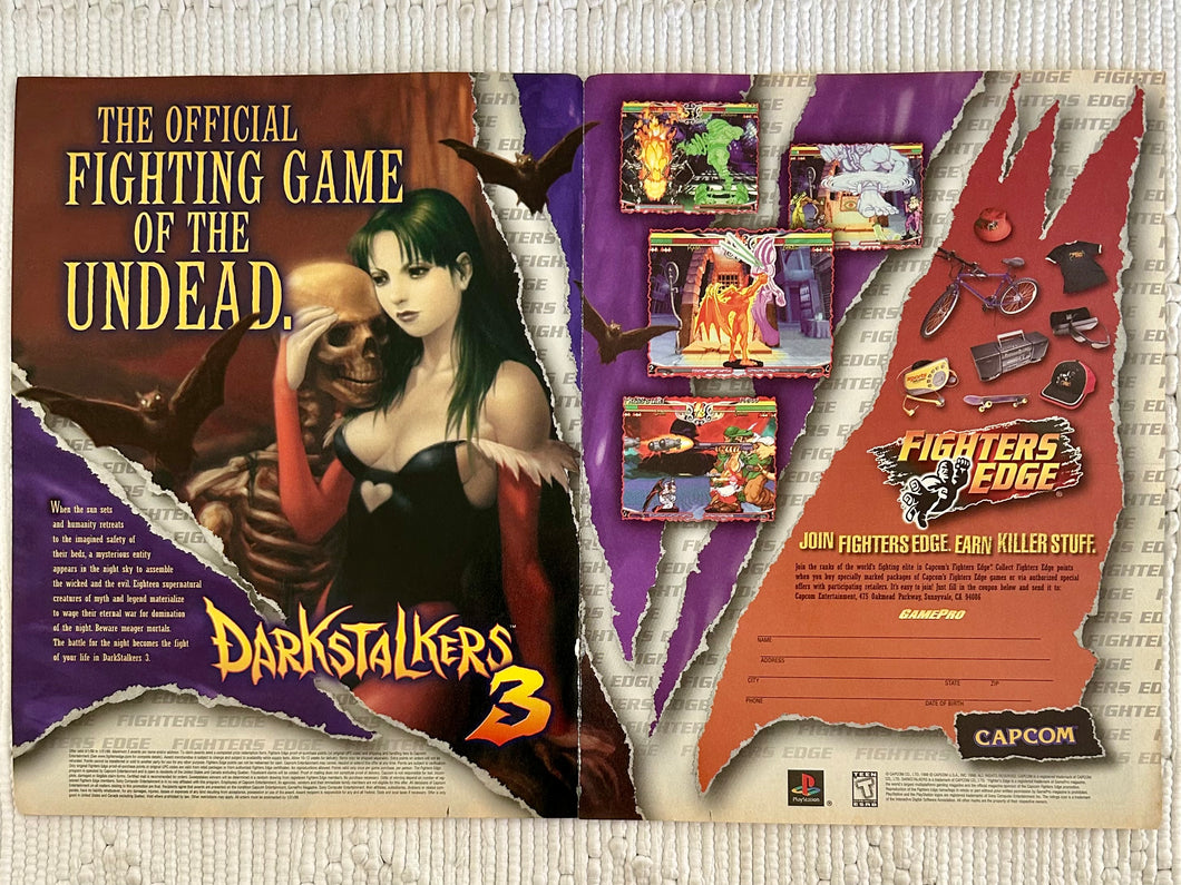 Darkstalkers 3 - PlayStation - Original Vintage Advertisement - Print Ads - Laminated A3 Poster