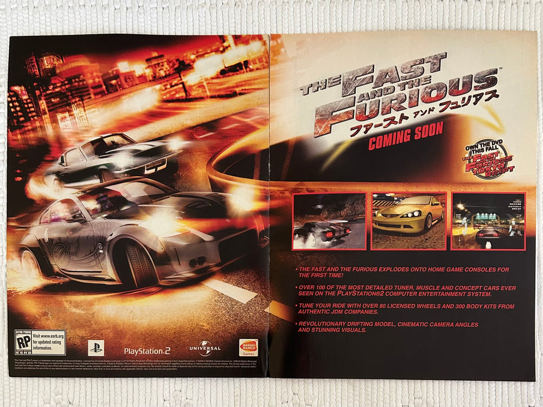 The Fast and the Furious - PS2 - Original Vintage Advertisement - Print Ads - Laminated A3 Poster