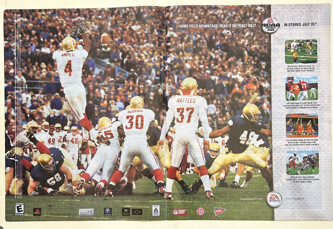 NCAA Football 2005 - PS2 NGC Xbox - Original Vintage Advertisement - Print Ads - Laminated A3 Poster