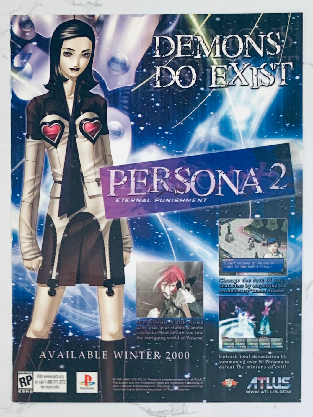 Persona 2: Eternal Punishment - PlayStation - Original Vintage Advertisement - Print Ads - Laminated A4 Poster